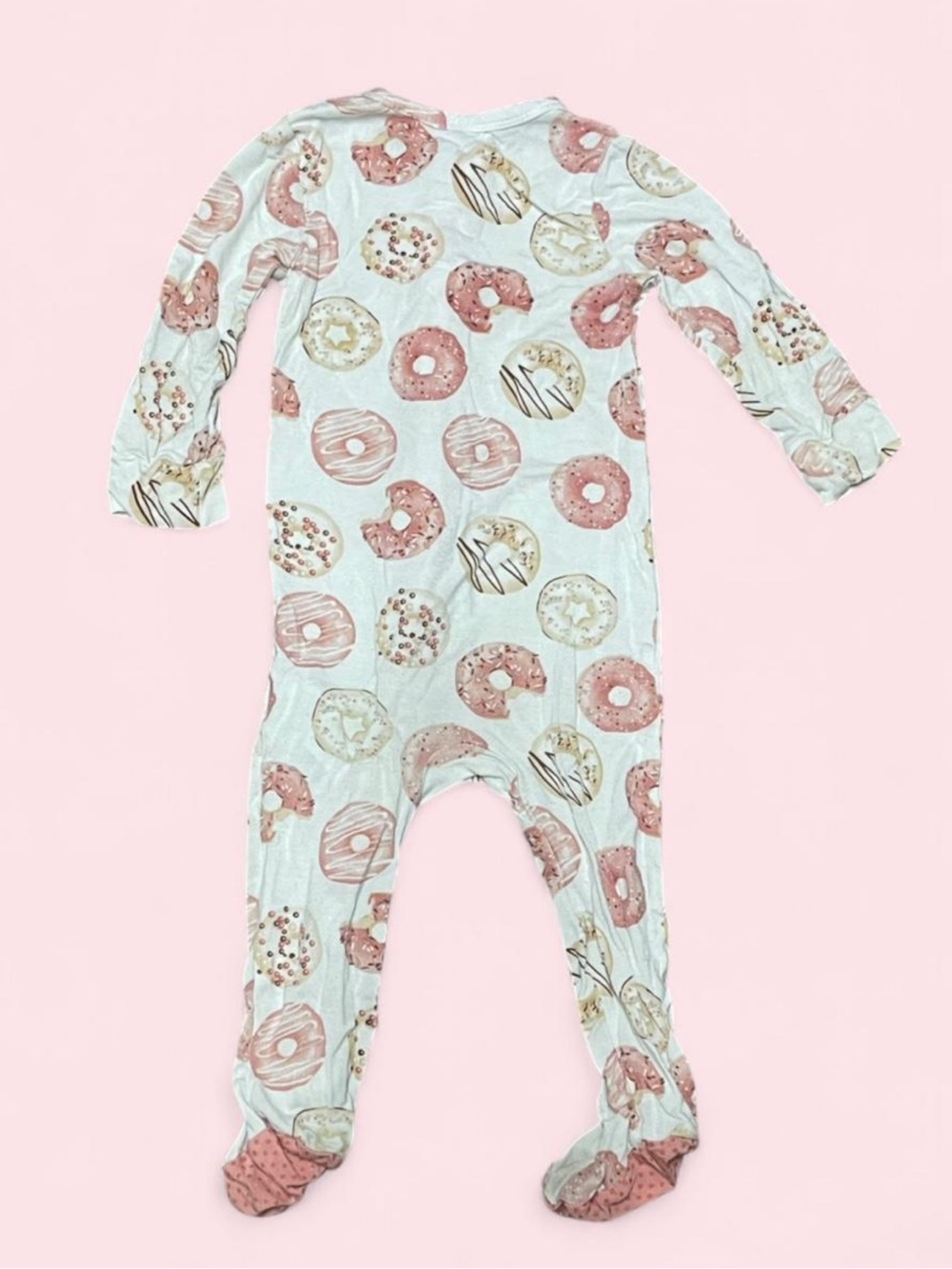 Emily & Oliver Bamboo Footie Pajamas 6-9M Donut Print Zip Sleeper GUC - Picture 6 of 8